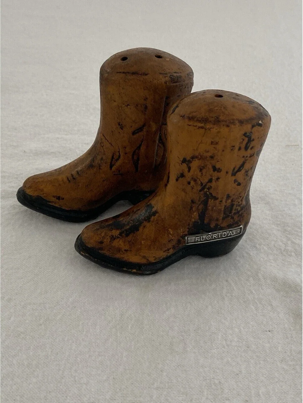 Vintage 1950s Cowboy Boots Salt Pepper Shakers Ceramic “Florida”